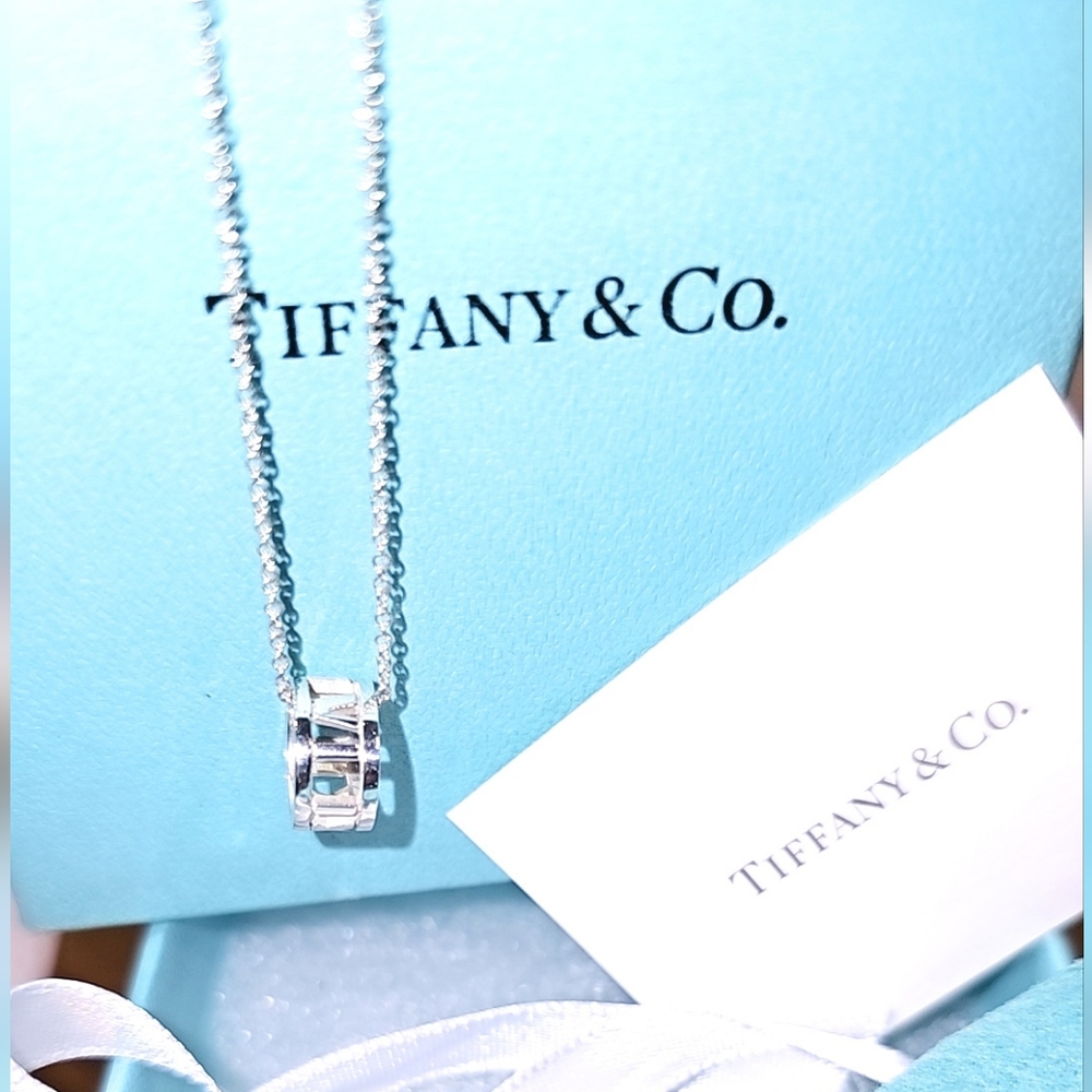 Authentic Tiffany & CO. Sterling Silver Open Atlas Pendant (925) - Picture 2 of 6